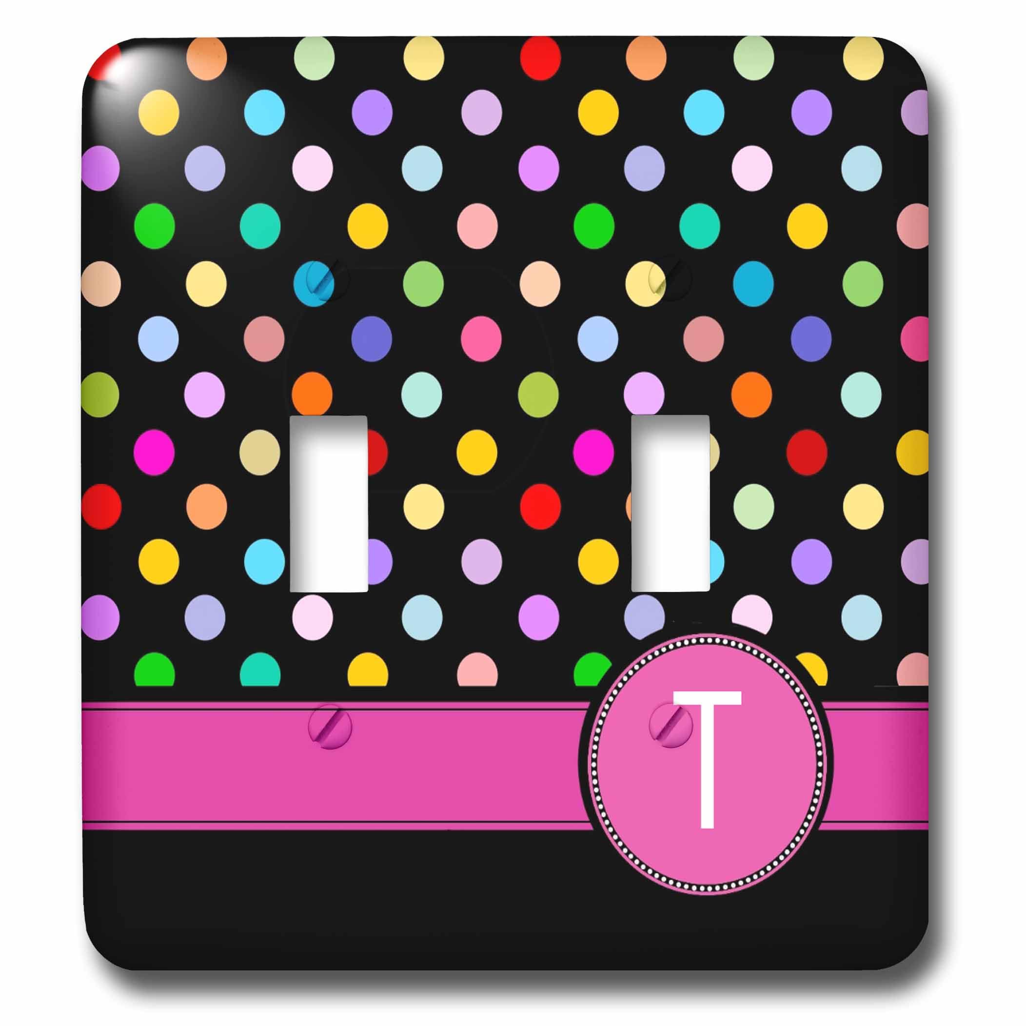 Lettre T monogramme sur pois arc-en-ciel idée cadeau fille