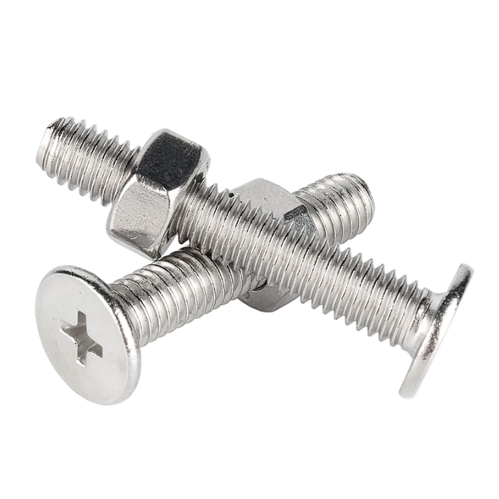 Kit de tuercas y tornillos de cabeza plana delgada cruzada M6 de acero inoxidable, pernos extra grandes de 12 mm de diámetro