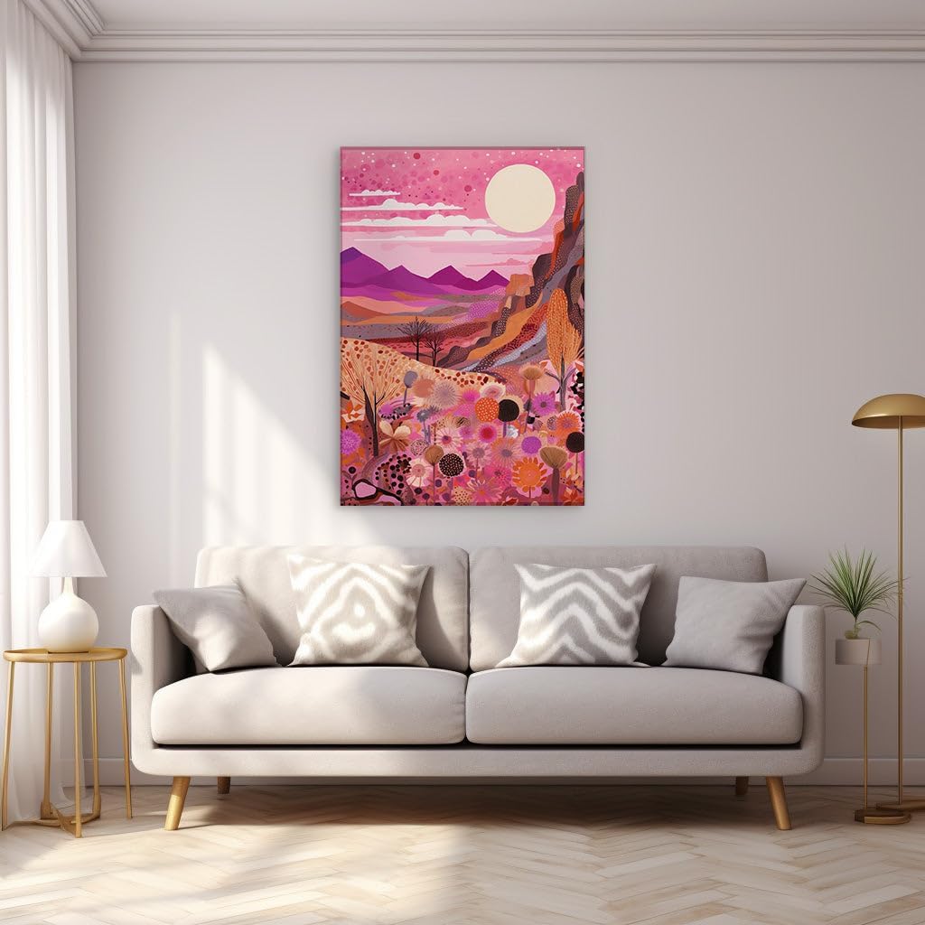 Canvas for Living room. Moonlit Elegance in a Meadow of Dreams, 27 x 18 inch Canvas Wall Art - Contemporary Masterpieces - Inspirational Office Decor - 69x46 cm (27x18 inch)