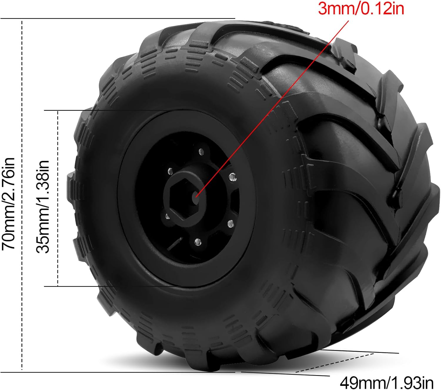 OGRC 1.0 RC Monster Truck Wheel Rim Tires Set for FCX24 SCX24 C10 JLU Deadbolt Gladiator Bronco 1/24 Crawler Car (Black)