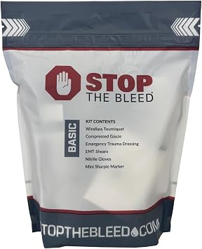 Rescue Essentials Stop THE Bleed Basic Kit Compact Trauma First Aid Kit with Tourniquet, Gauze & Compression Bandage Red Emergency Bleeding Control Kit for Home, Car & Workplace 1 Kit | Compact Trauma First Aid Kit, Tourniquet Included, Gauze & Compression Bandage, Emergency Bleeding Control