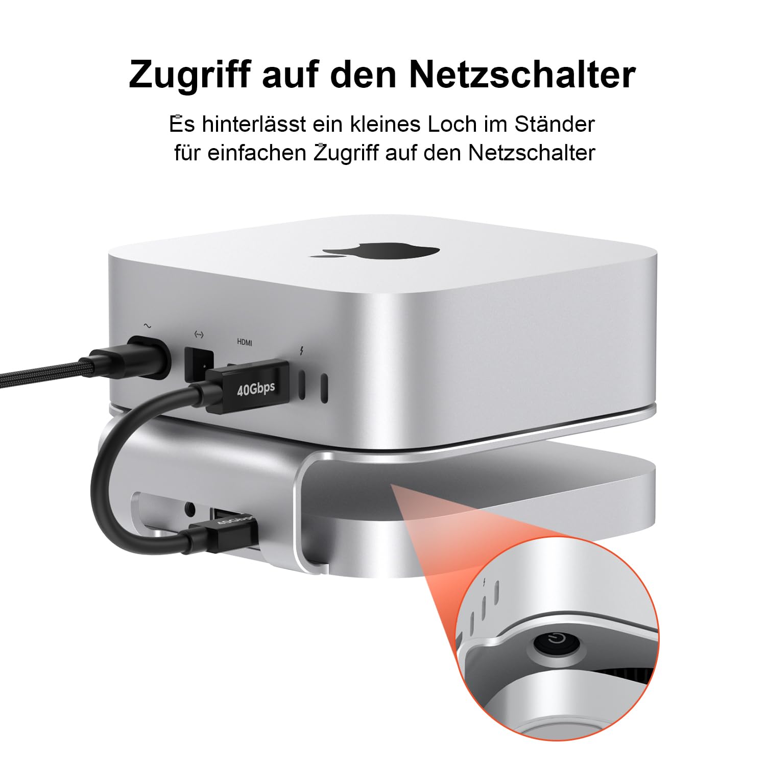 Qwiizlab 40Gbps Mac mini M4/M4 Pro Stand Hub with USB4 NVMe SSD