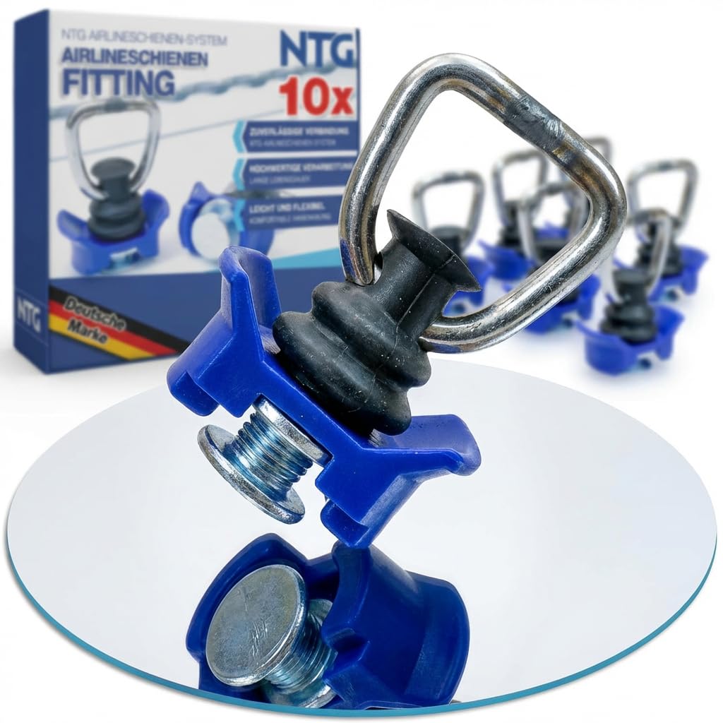 NTG 10 Stück Fitting für Airlineschiene 900 daN - Zurrschienen Single Endbeschlag Endfitting - Ideales Zubehör für sicheres Verzurren und Transportieren!