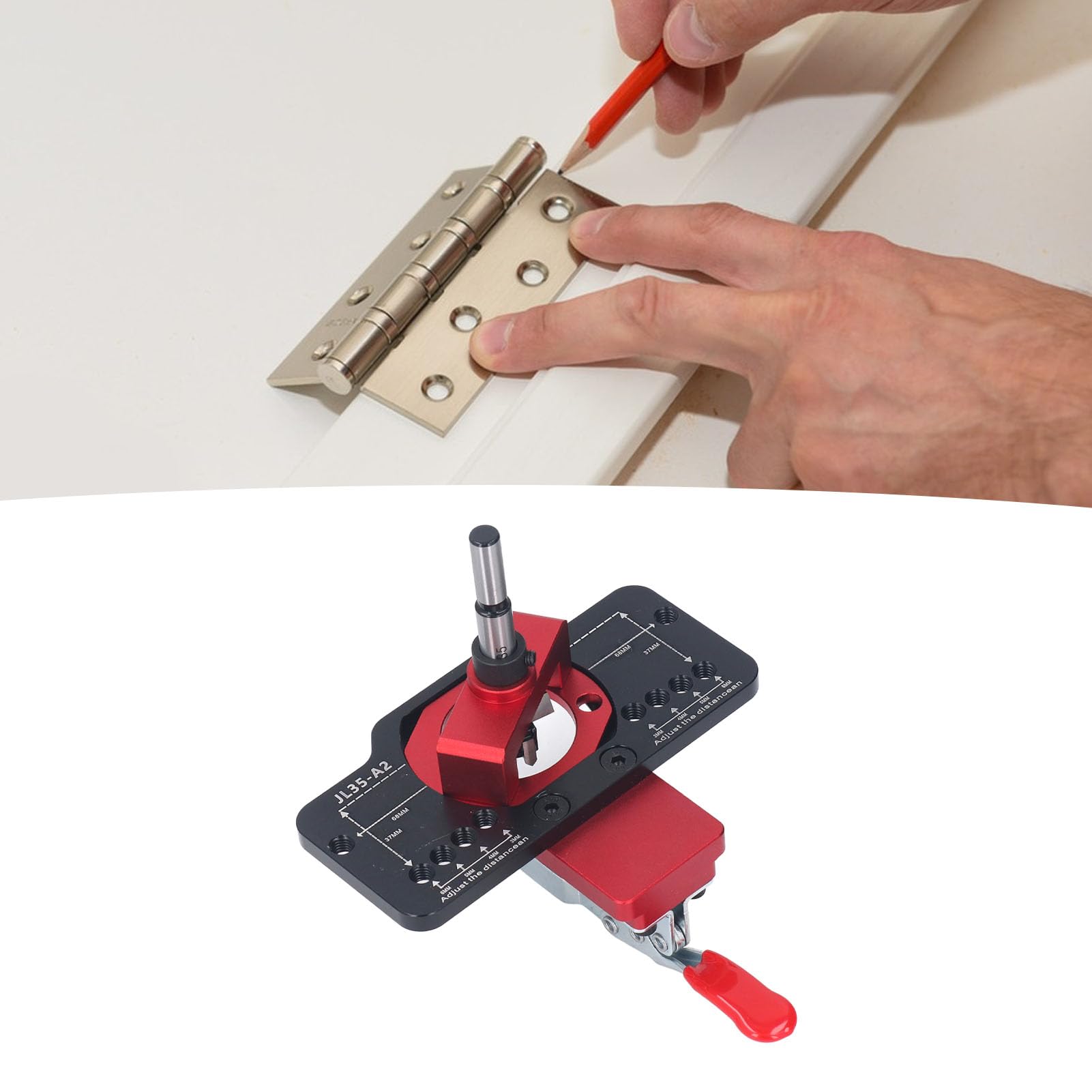 Perforadora de Orificios de Perforación con Plantilla de Bisagra, Plantilla de Bisagra para Gabinete de Aleación de Aluminio, Localizador de Guía de Broca de 35 Mm con Placa de Posicionamiento,
