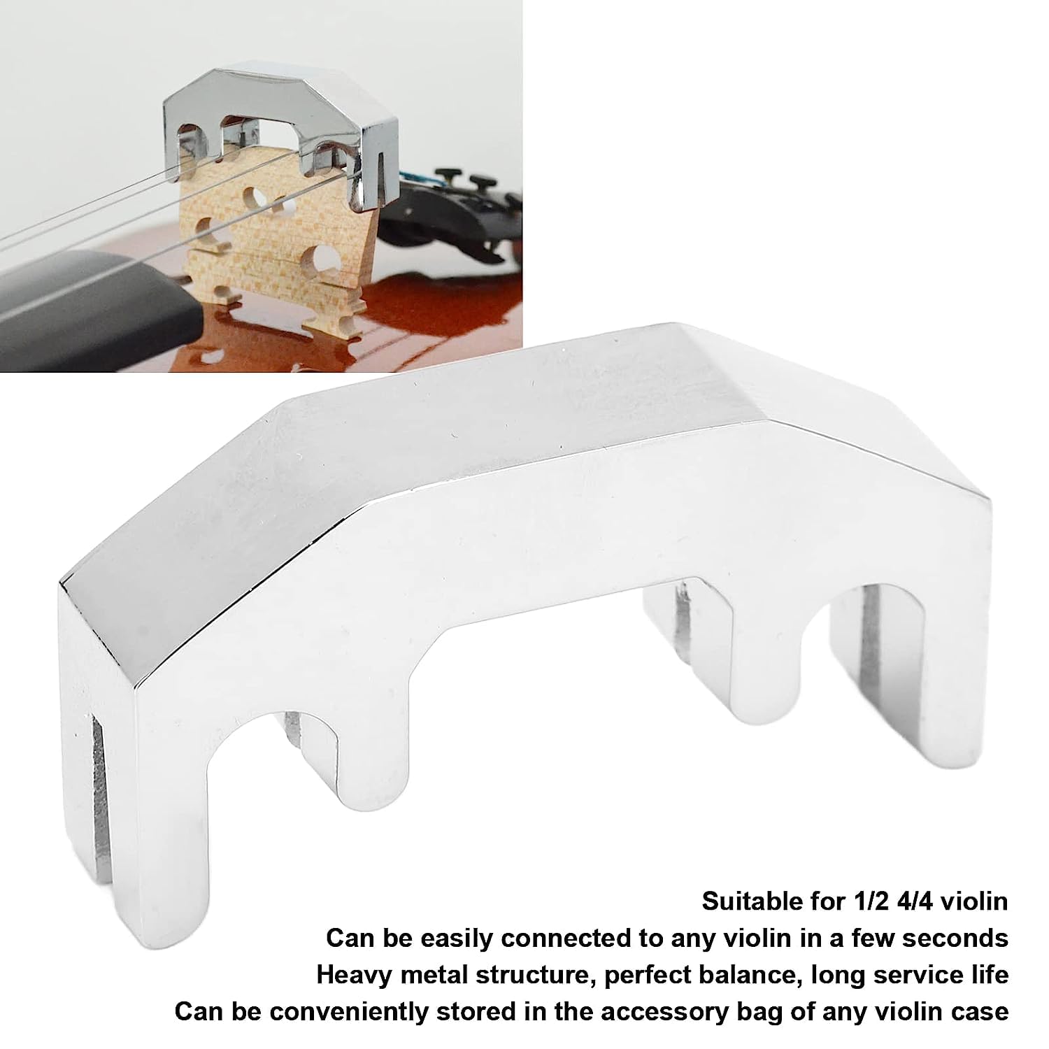PERLMAN Mute Metal Violin Mute Metal Violin with Noise Canceling Perfect Balance for 1/2 4/4 Violin - Image 9 thumbnail