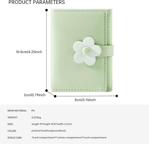 Miniatura 4 de LJCZKA Bonita cartera pequeña para niñas y mujeres, bloqueo RFID, piel sintética, tres plegadas, bolsillo para efectivo con tarjetero y billetera