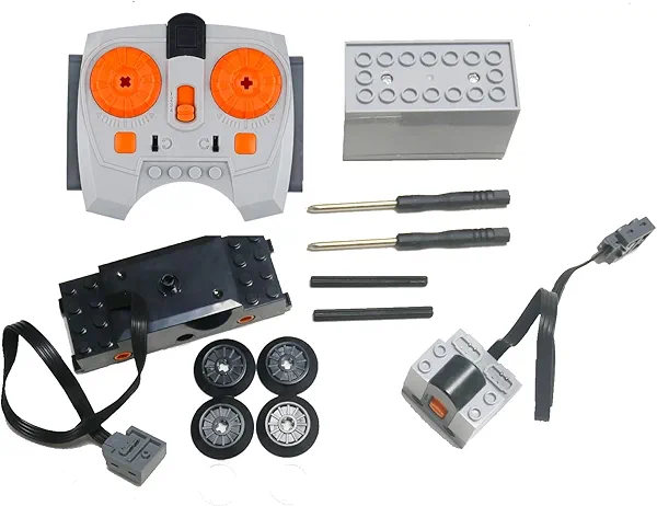 4 Pcs Train Motor kit, Power Function Train Motor Set, Science and Technology Power Function Kit, Remote Battery Box Receiver.