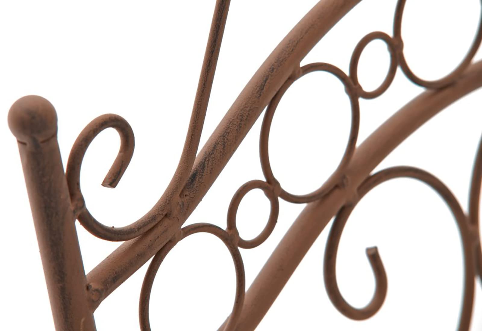 CLP Set da Giardino Indra Tavolo + 2 Sedie - Set Esterno Tavolo e Sedie Pieghevoli in Ferro Stile Vintage – Set Balcone Stile Shabby Tavolo Outdoor Rotondo Marrone Antico