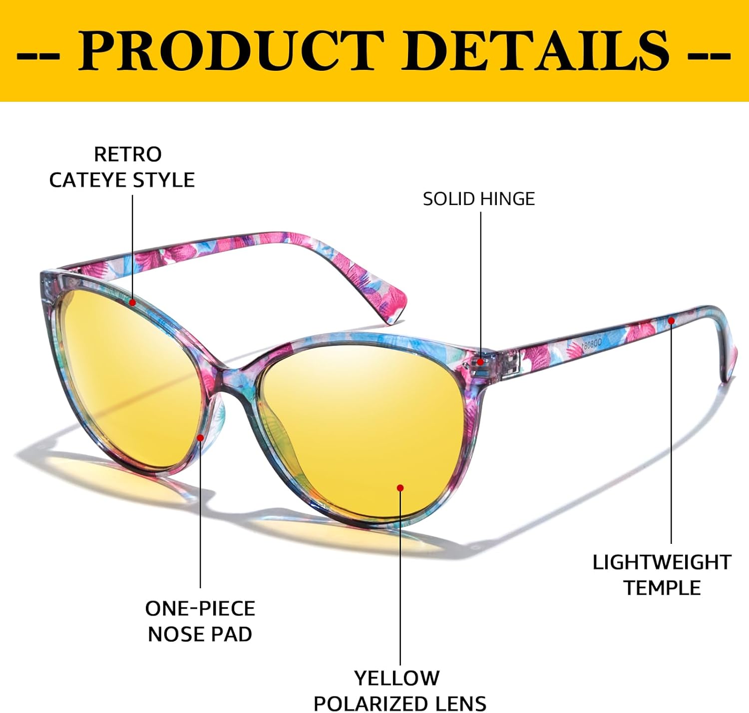 FIMILU Cat-eye Night Vision Glasses for Women, Polarized Night Driving Glasses Anti-Glare and Enhance Vision at Night - Image 6