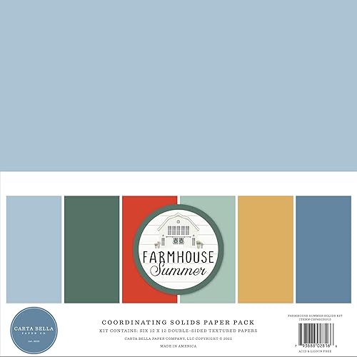 Miniatura 3 de Carta Bella Farmhouse Summer - Paquete de tarjetas de coleccionista con almohadilla de papel mega de 6 x 6, sólidos a juego, aglomerado, calcomanías