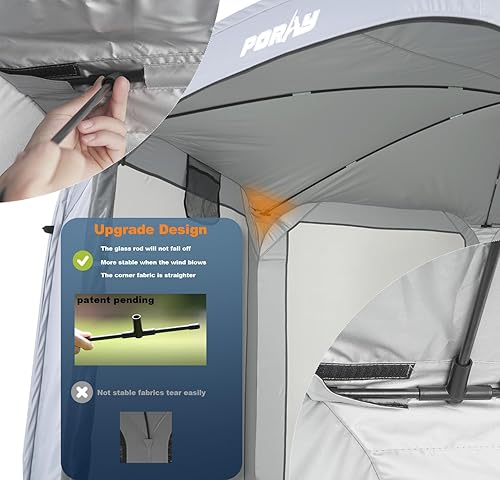 Miniatura 8 de Poray - Tienda de campaña desplegable con puertas de malla duradera con cremallera, tienda de campaña portátil de 10 x 10 pies, toldo de pantalla al