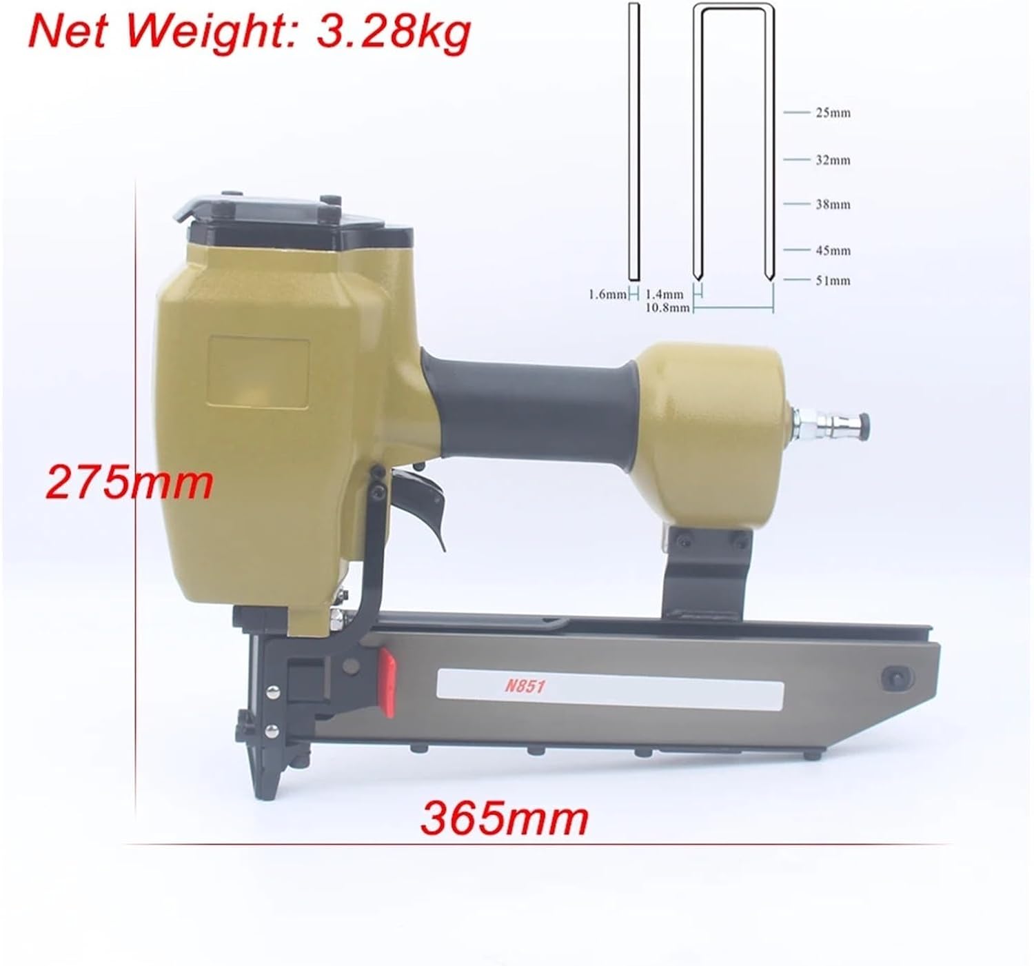 Pneumatic Power Nailer Decorative Tool N851 Pneumatic Nailer Gun 16GA Heavy Duty Stapler Air Nailer Use for Furniture Woodworking Tools