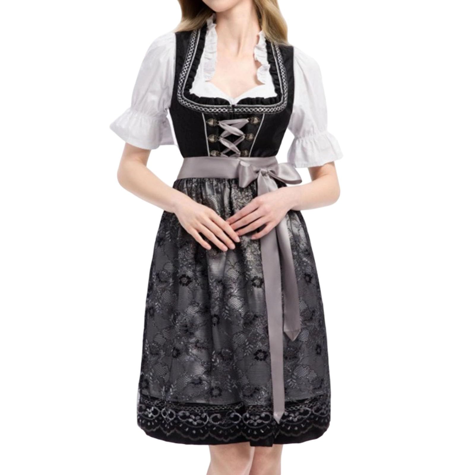 SKFLABOOF Dirndl Damen Dirndl-Komplettsets Trachten Komplettset Set Komplett Oktoberfest Schlicht Mit Schürze Oktoberfest-Kleidung