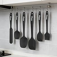 Vista 5 de NileHome - Juego de espátulas de silicona, 6 piezas, utensilios de cocina de grado alimenticio con cepillo de silicona, espátula de goma resistente