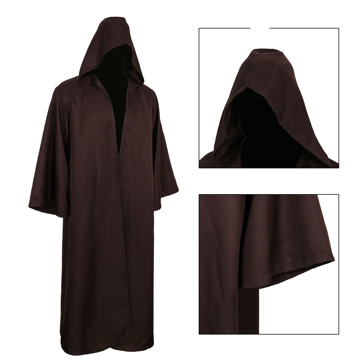 Gothden Adult Halloween Costume Tunic Hoodies Robe Cosplay Capes Brown, 3XL - Image 4