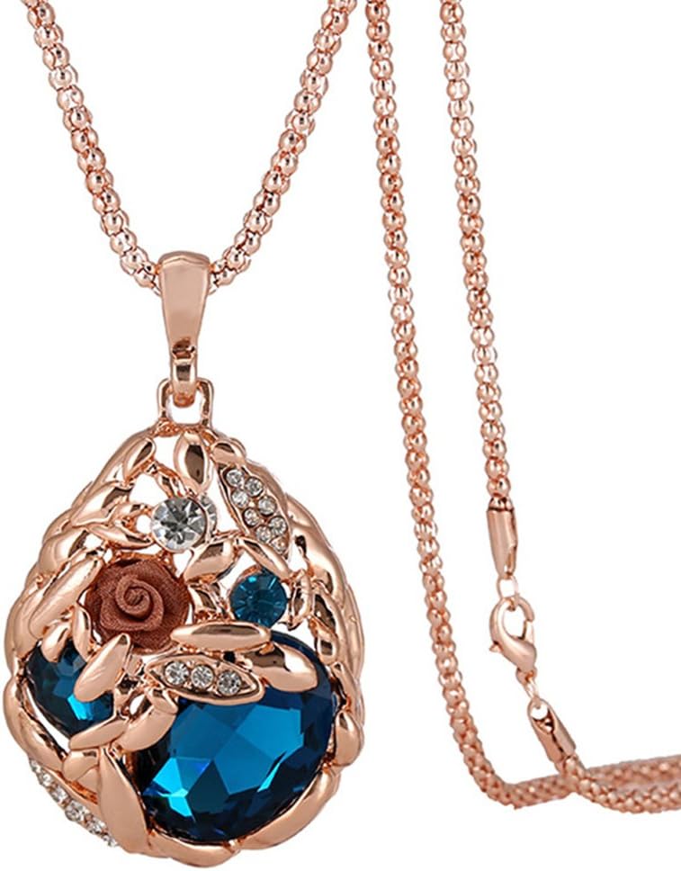 Spring Paddy Fields Gold Plated Wheat Shape Austrian Crystal Pendant Necklace for Womens