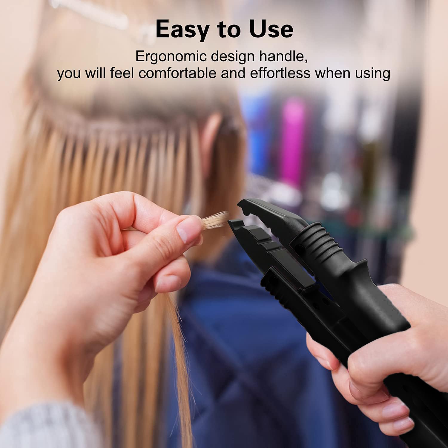 Fér à extensions cheveux professionnel à température réglable et constante, plaque chauffante revêtue de Téflon, corde pivotante pour I/U/Tips ongles