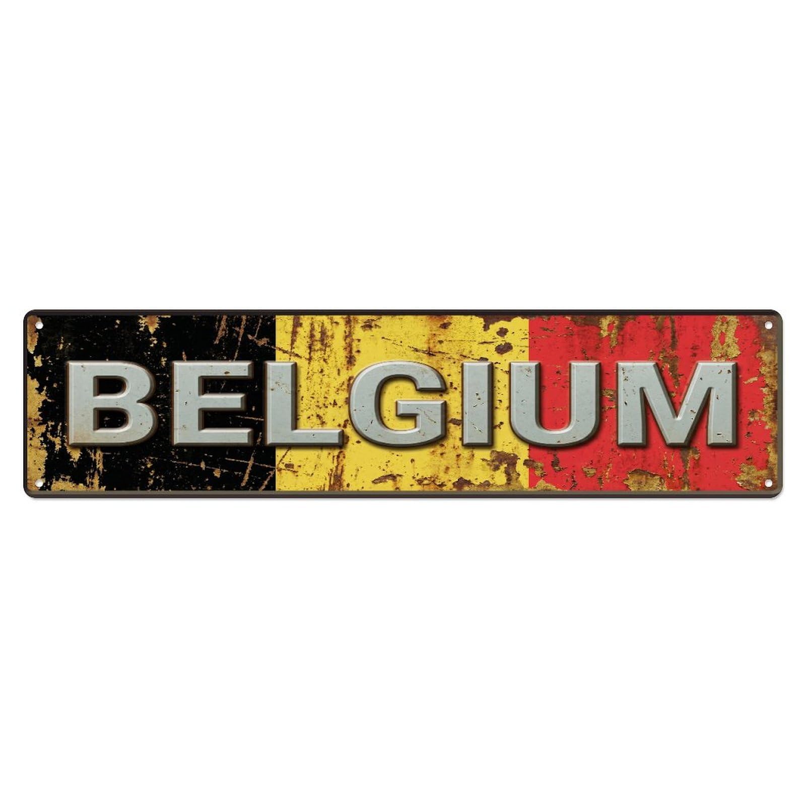 Xanthor Style Metal Tin Sign Vintage Belgium Flag Pattern