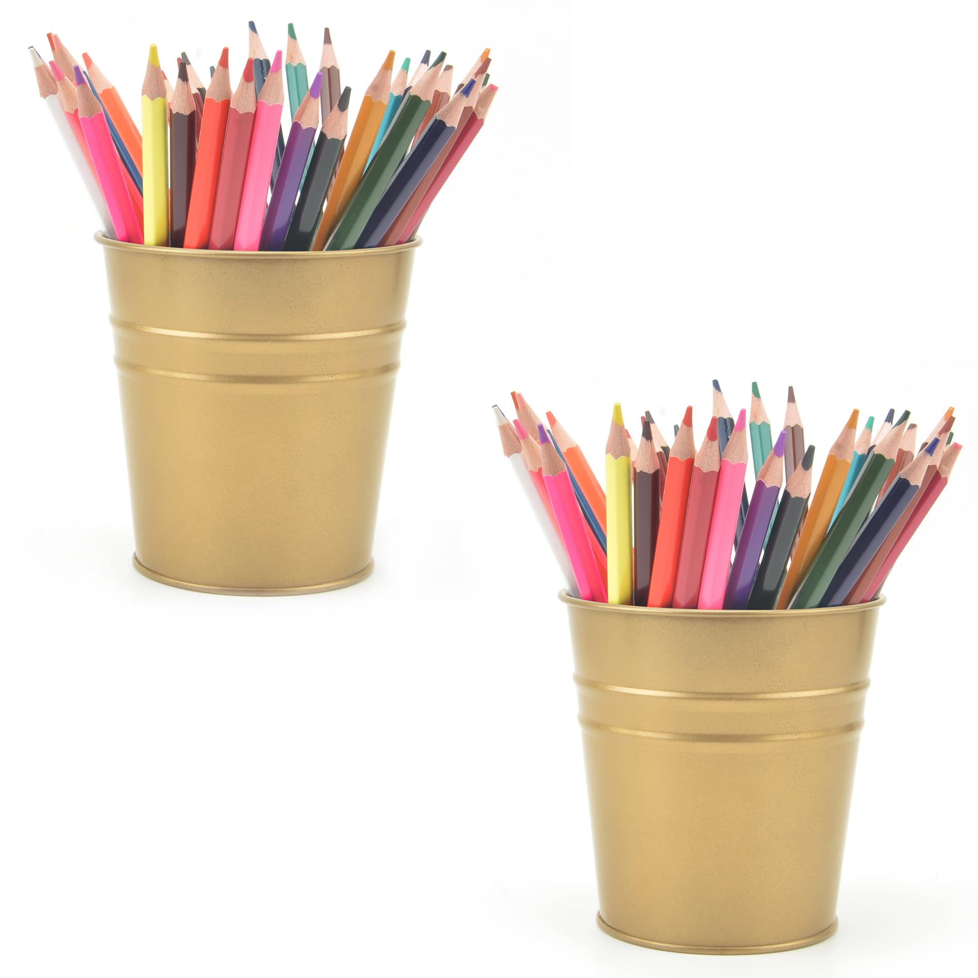 Pen Holder Cup For Desk Pencil Holder Metal Marker Pen Organizer Storage Small Tinplate Flower Pot Succulent Bucket Planters for Office Home - 2 Pack