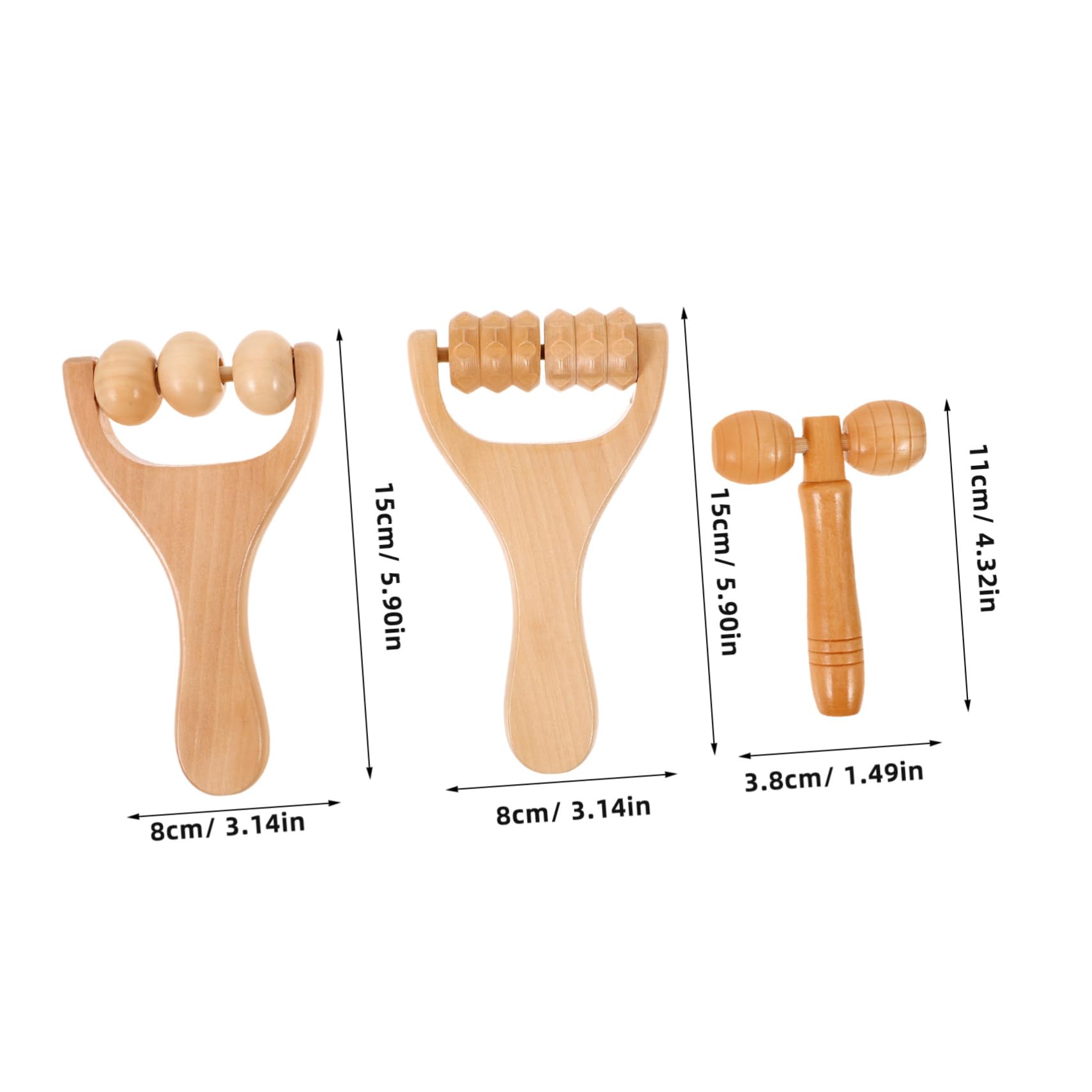 BUTIFULSIC 1 Hand Massage Roller Tool Natural Wood Deep Tissue Massager for Body and Face