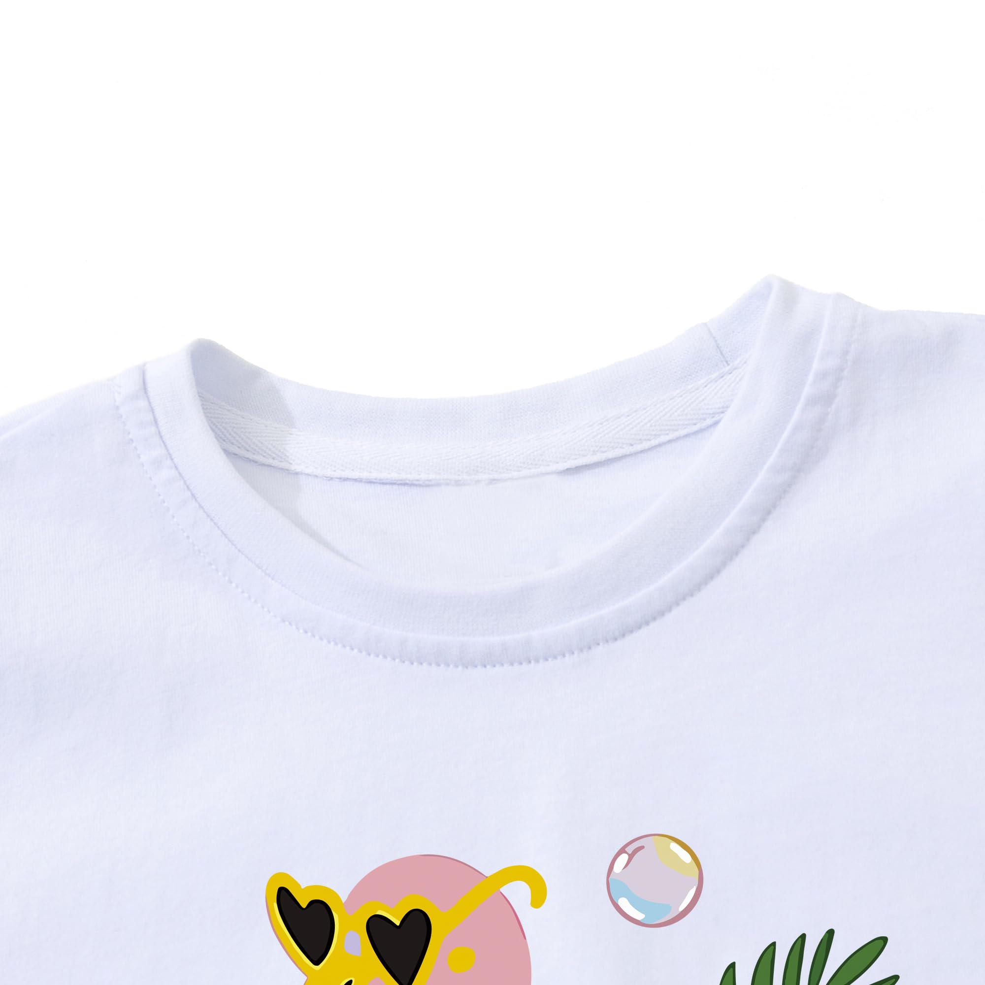 Camisetas de Manga Corta Niñas, Camiseta Algodon para Niña de Verano, Cuello Redondo T-Shirts Moda Informal Tops para Niños 3-8 Años