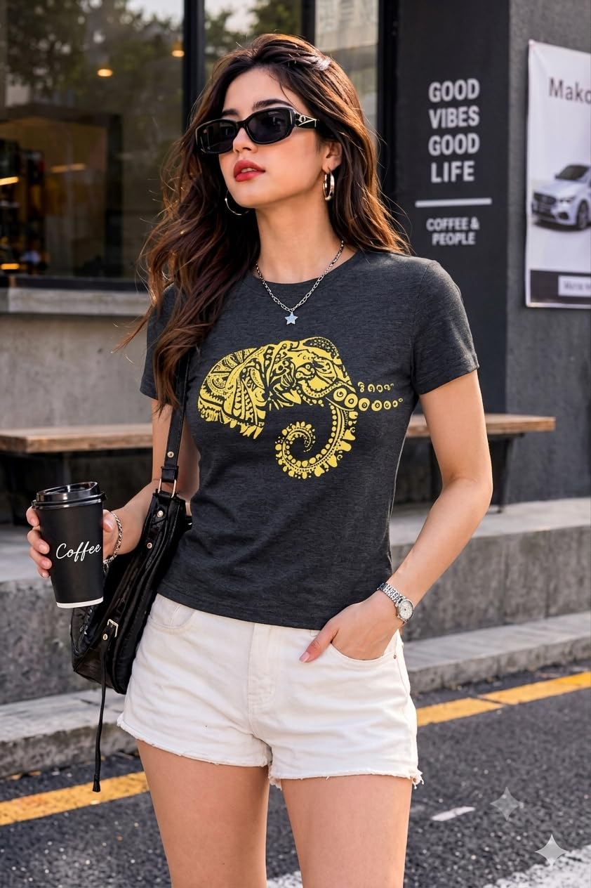 Preneum T-shirt da donna in cotone, vestibilità regolare, con stampa grafica, alla moda, casual, girocollo, a maniche corte, morbida e traspirante, confezione da 3