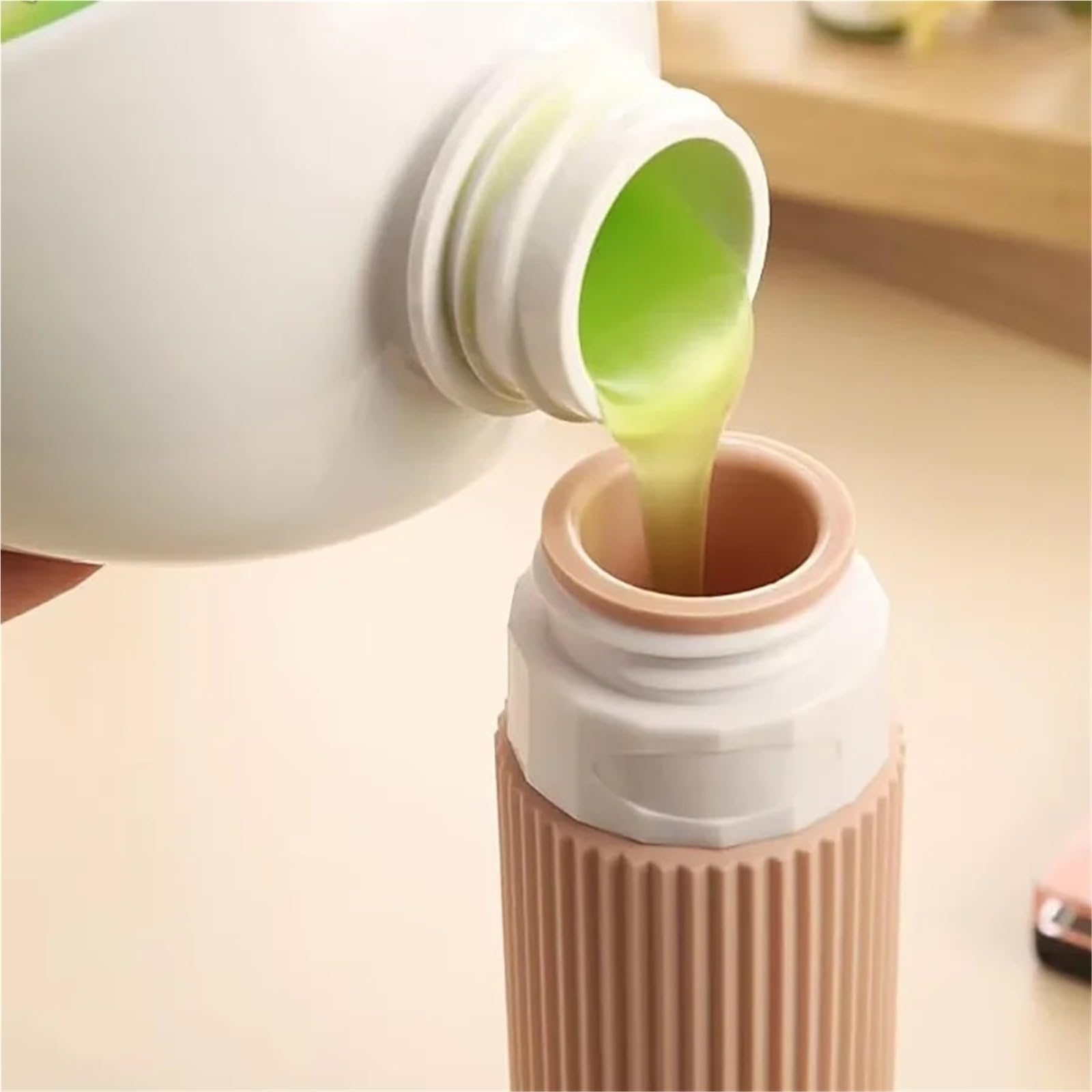 1 set di bottiglie da viaggio in silicone 90 ml Per Shampoo, Lozione | Borsa da toilette trasparente contenitore portatile a prova di perdite(Apricot)