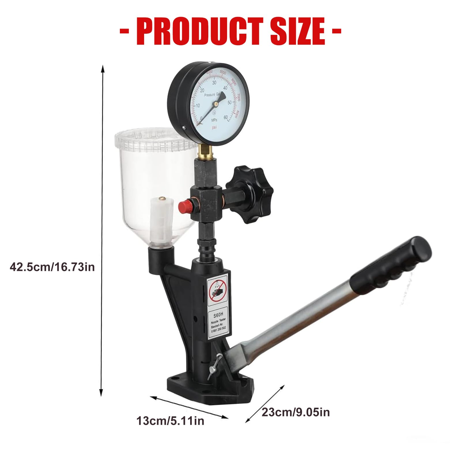 Tester di pressione del fluido di combustione 0 600 MisurazioneForo del pistone da 10 mm per analisi e manutenzione del motore Siringhe Tester di pressione