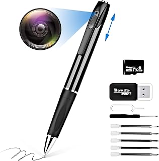 Mini Spy Camera, Acbaeta Spy Pen Camera, Hidden Cameras, Full HD 1080P Video Recording, 12MP Picture Taking, Wide Angle, Long Battery Life, 5 Refills, Spy Cam, Small Body Cam, 32G Micro SD Card