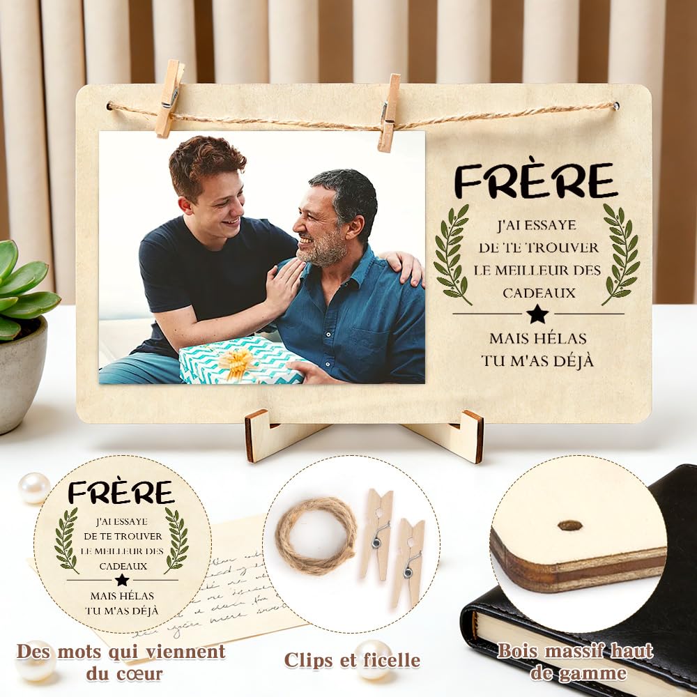 Cadre Photo en Bois Cadeau pour Mon Frère Anniversaire Saint-Valentin