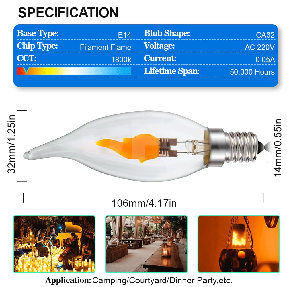 SOFOC E14 LED Lamp Fiamma Tremolante Candela Lampadario Lamp Giard 10Pcs
