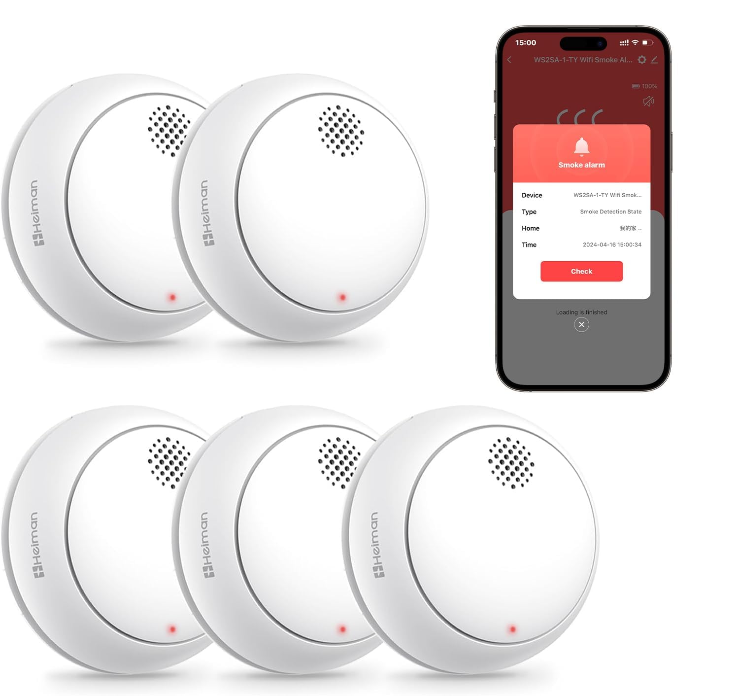 HEIMAN Rilevatore di fumo WiFi con pulsante muto EN 14604 standard, rilevatore di incendio intelligente Wi-Fi (5)