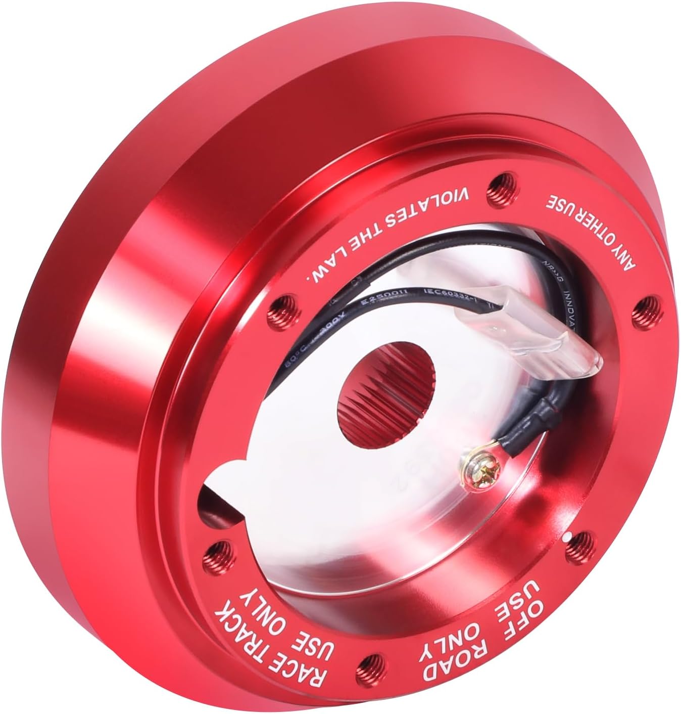NRG Innovations Racing Style Steering Wheel Short Hub, Lockable Aluminum Steering Shaft, 6x70mm Bolt Pattern Quick Release Adapter Unit, For Mazda/Kia/Hyundai, Red, NRG-SRK-160H-RD
