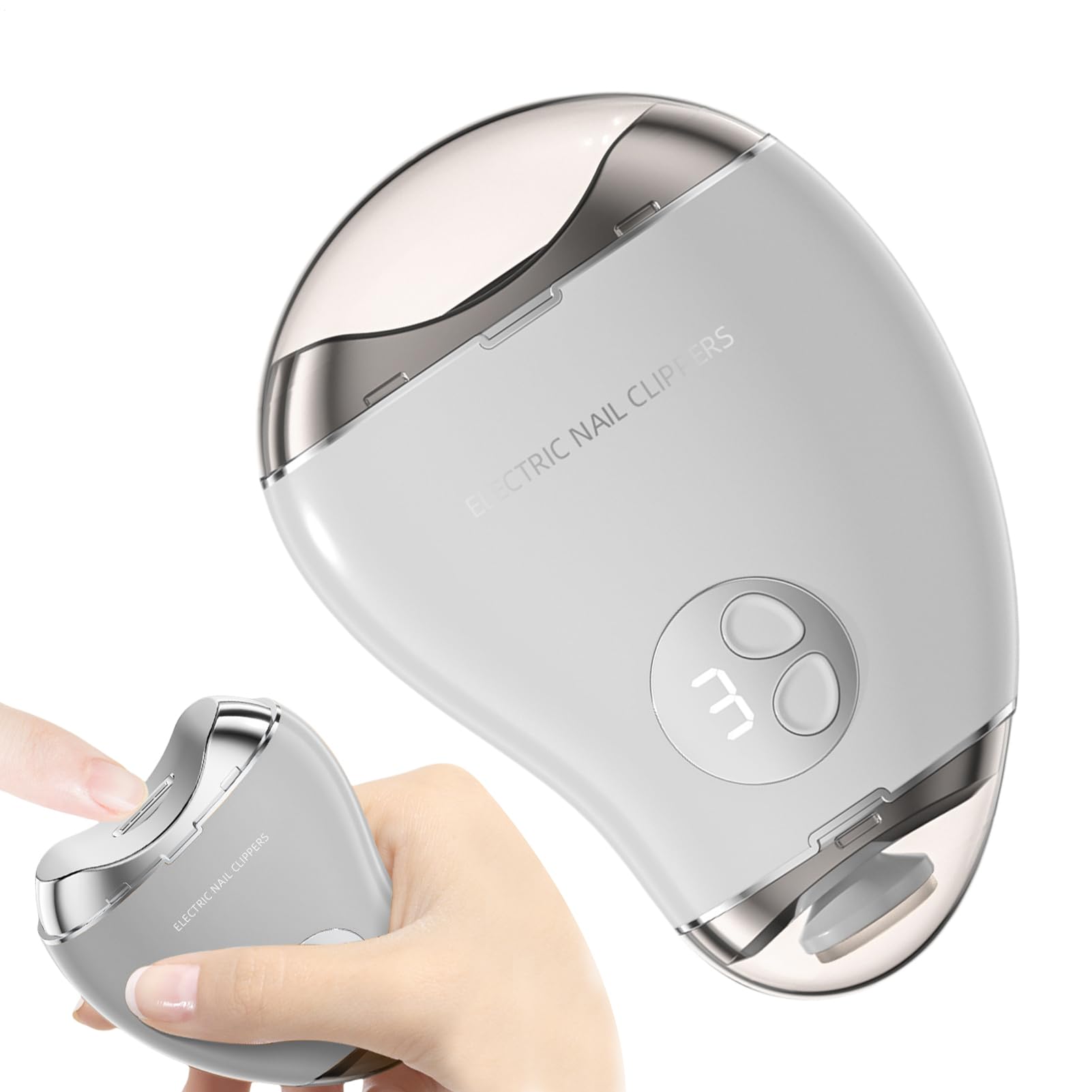 Electric Nail Trimmer, USB Rechargeable 2-Head Mango Shape Electric Nail Cutter and Polisher, Toe Nails Cutter with 3-Speed Display, Multi-Functional NailFile for Thick Toe Nails, Adults & Children