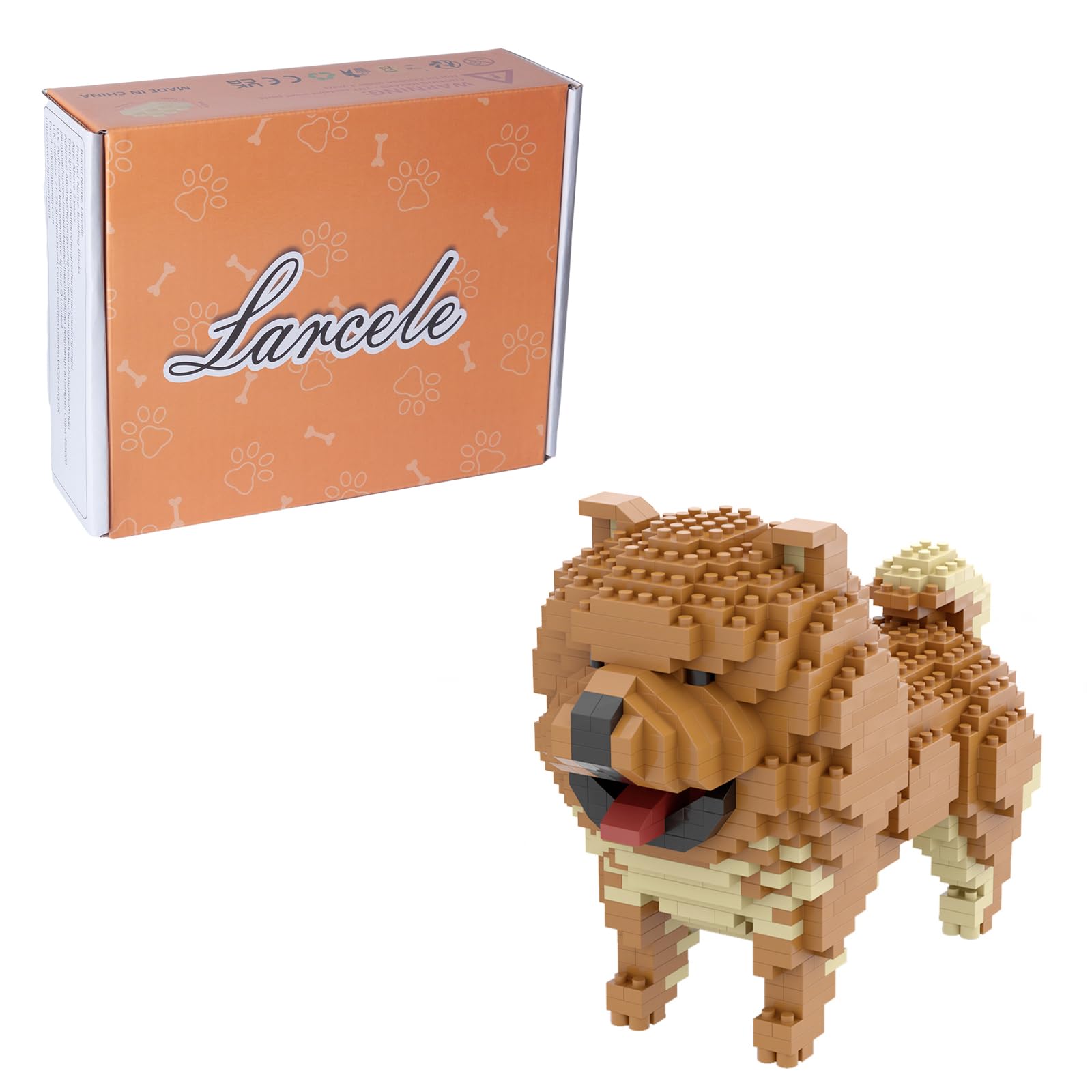 Larcele 768 Stücke Mikro Bausteine Spielzeug Kit, Mini Tier Bricks Bauen Bauklötze Satz KLJM-05(Chow Chow)