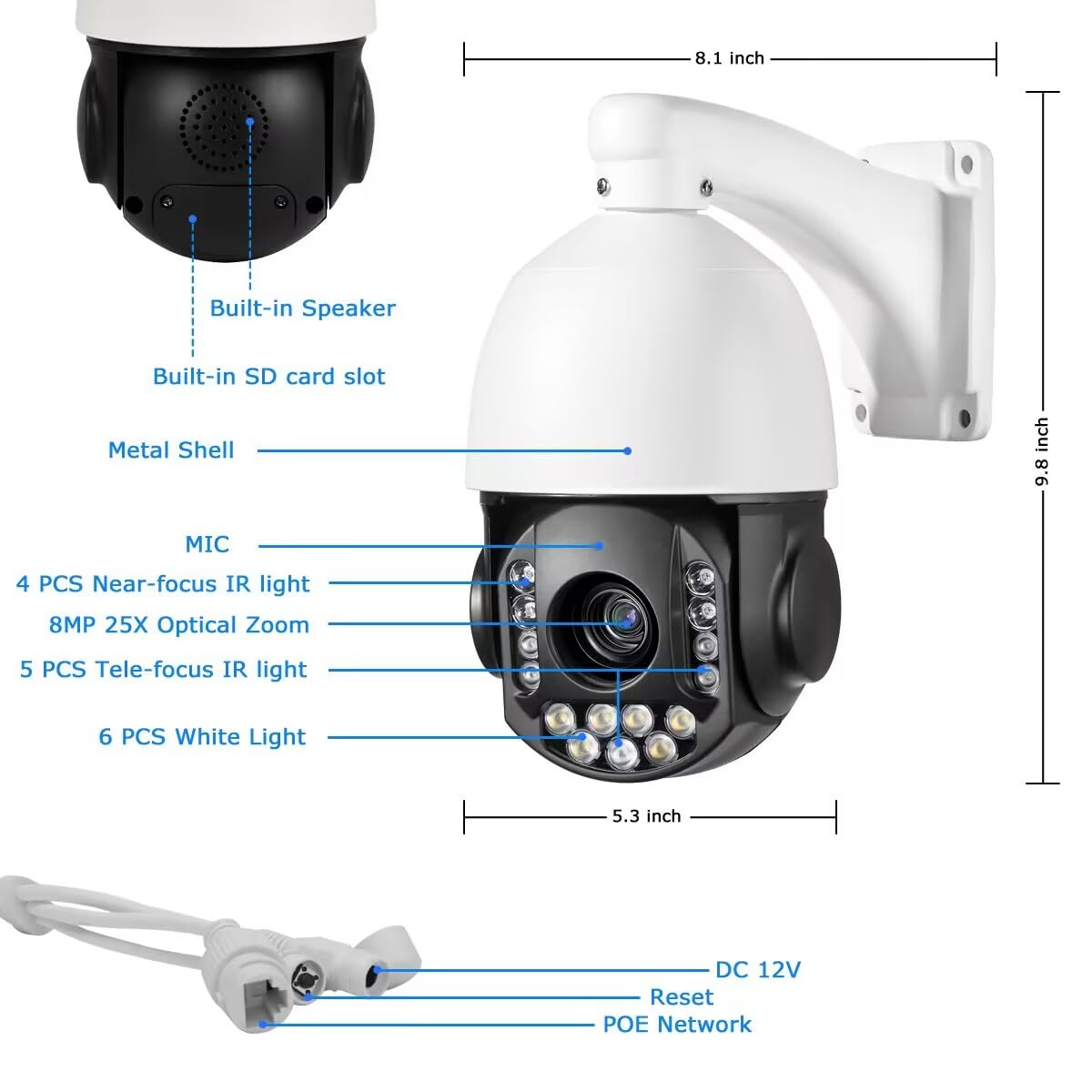 Amazon.com: 8MP 4K 25X optical 5.3-130mm Auto Tracking