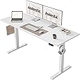 Furmax Electric Height Adjustable Standing Desk Large 55 x 24 Inches Sit Stand up Desk Home Office Computer Desk Memory Preset with T-Shaped Metal Bracket, White