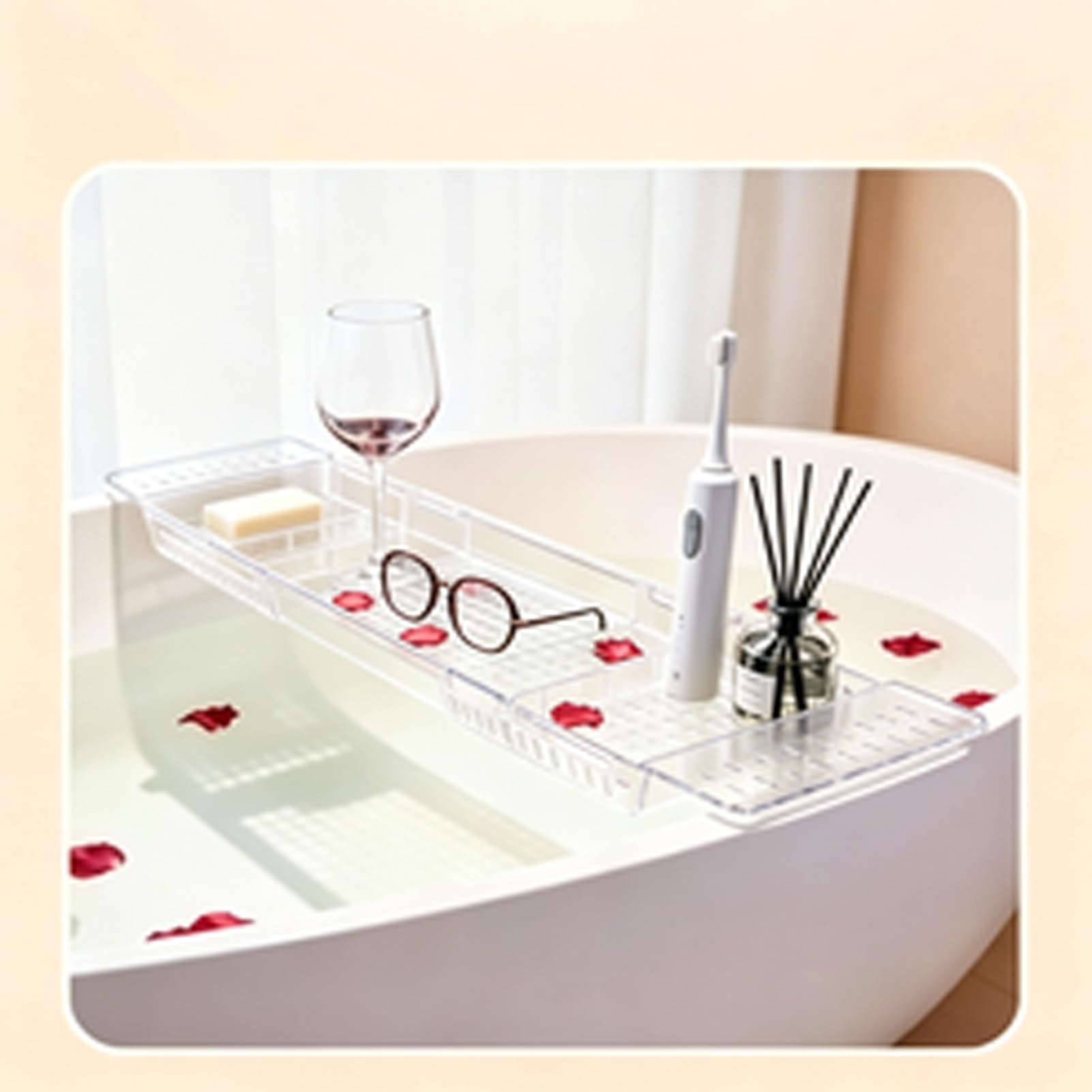 Plateau de Baignoire Réglable Plastique Transparent avec évacuation l'eau