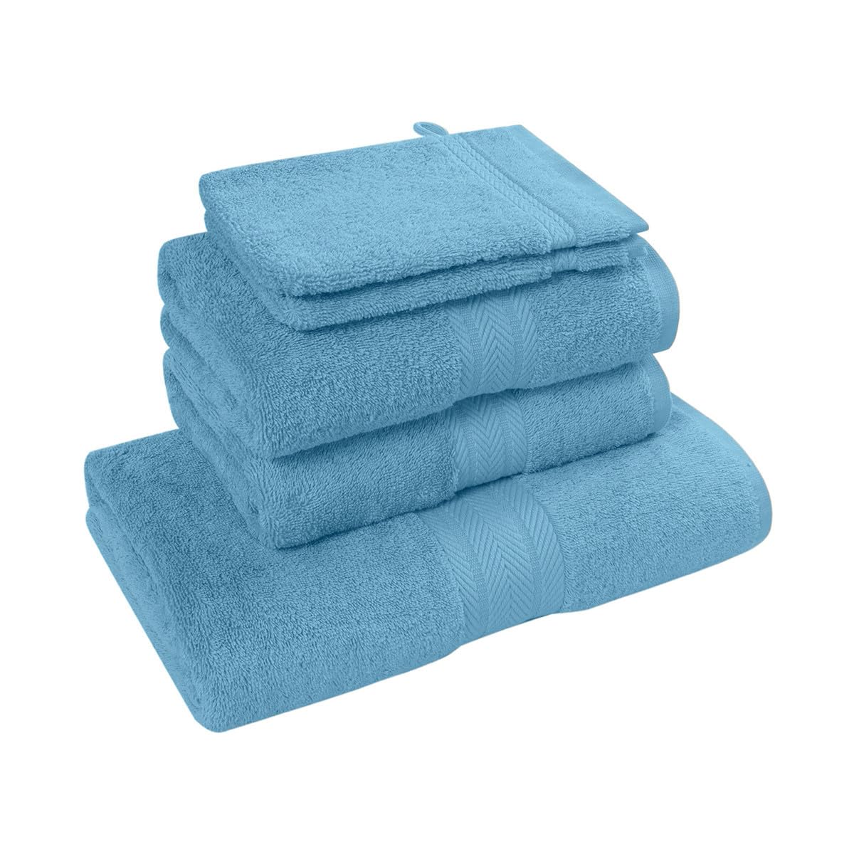 Sensei La Maison du Coton - Set da bagno 5 pezzi (1 telo da bagno + 2 asciugamani + 2 guanti) Luxury