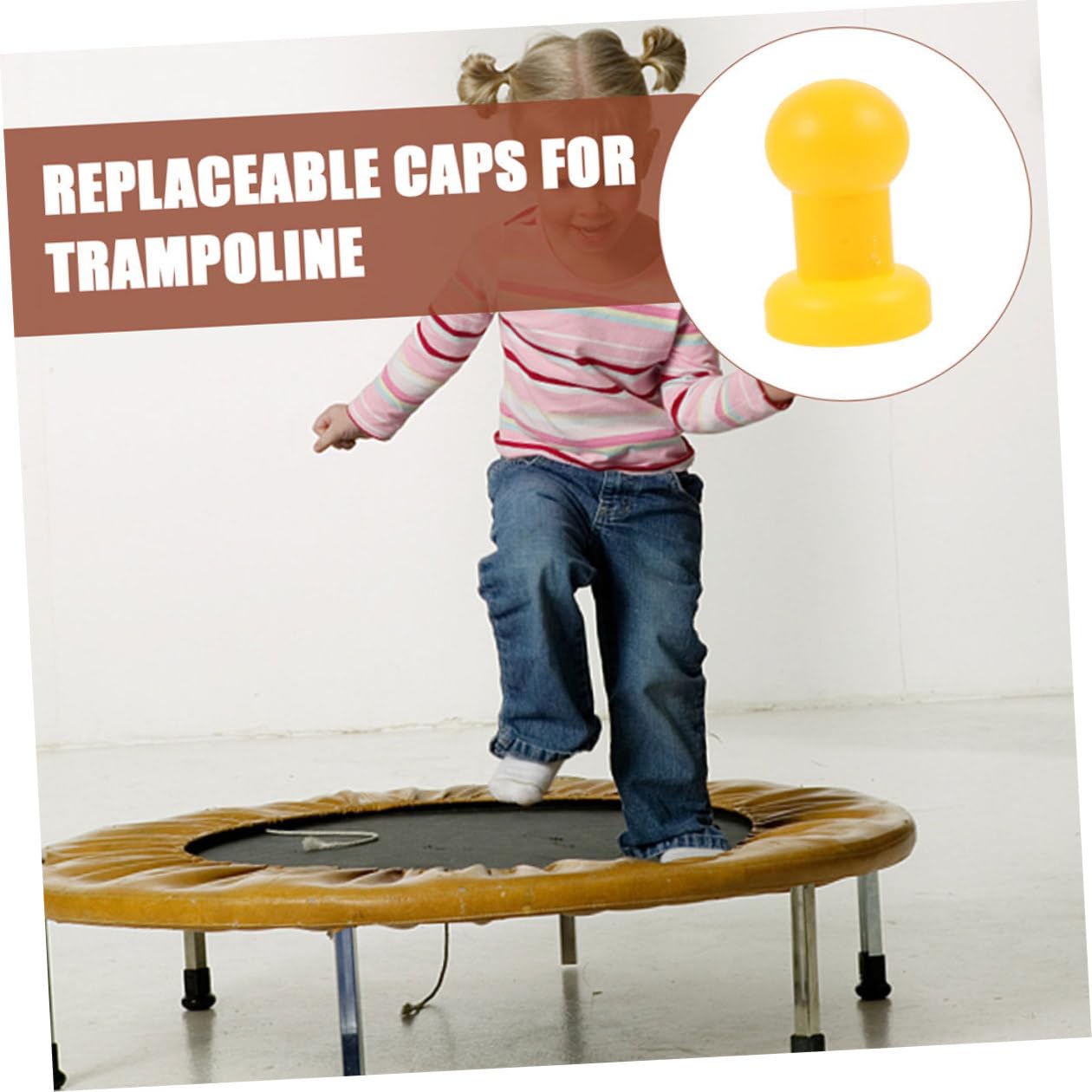 Ciieeo 8 Pezzi Copri Pali per Trampolino in Plastica Gialla Resistente, Tappi Terminali per Rete di Sicurezza, per Installazione e Riparazione del Tappeto Elastico