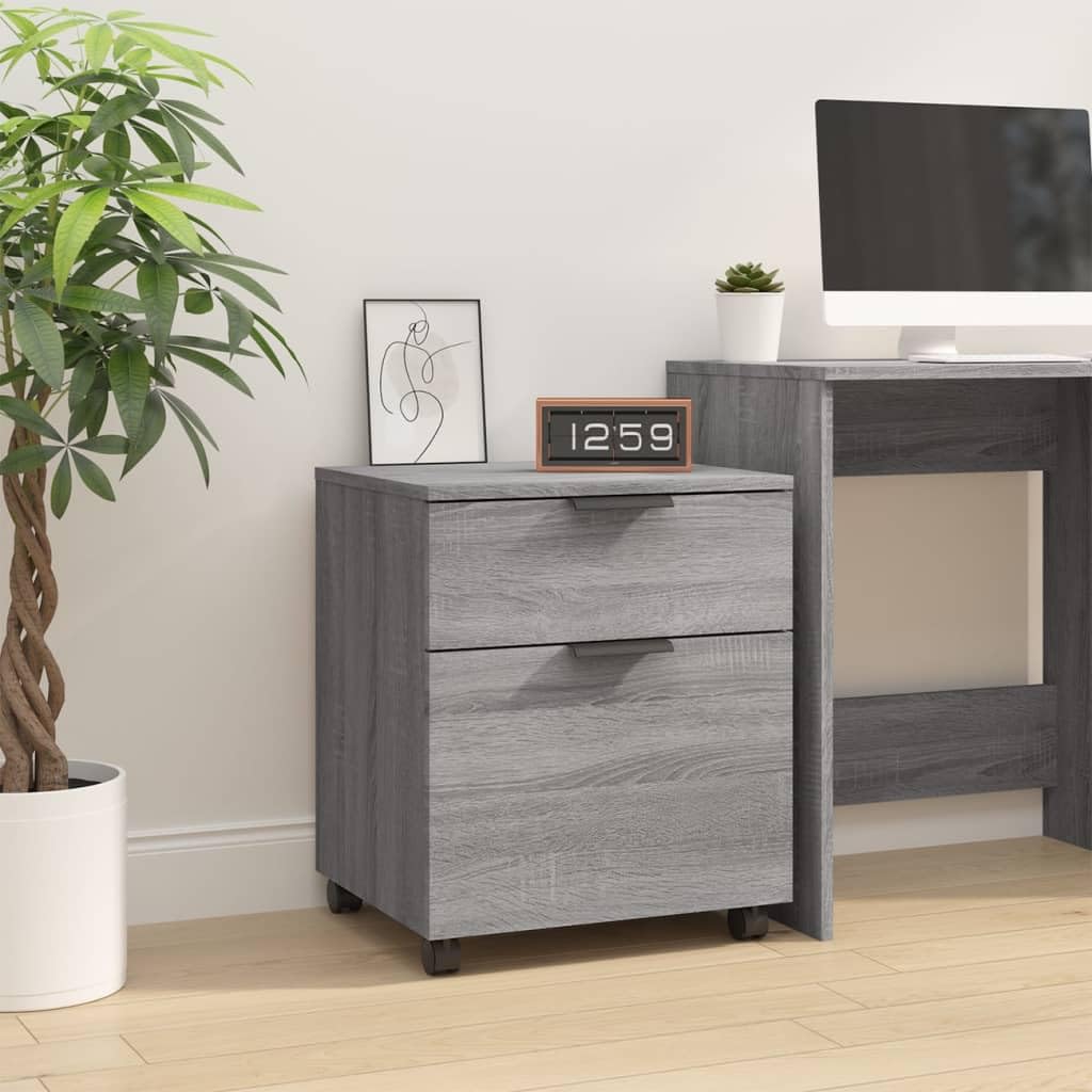 Aktenschrank mit Rollen, Rollcontainer, Mobiler Büroschrank, Büromöbel, Aufbewahrungsschrank für Home Office, 45 x 38 x 54 cm, Holzwerkstoff