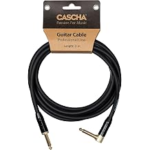 CASCHA Professional Line Guitar Cable, Angled, Black, 9 m