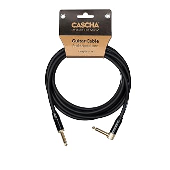 CASCHA Professional Line Guitar Cable, Angled, Black, 9 m