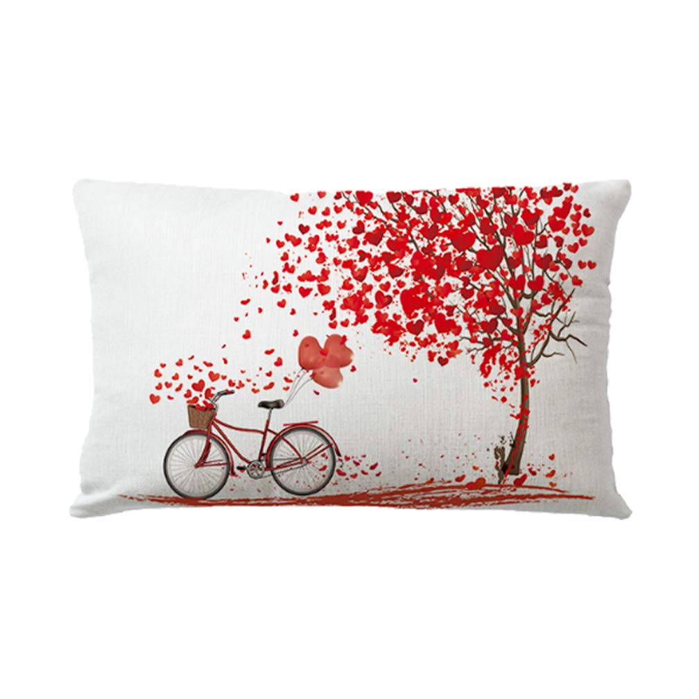 2 Federe Per Cuscini Rettangolari 30x50 Cm Con Cuori E Bicicletta – Stile Romantico Per San Valentino - 3