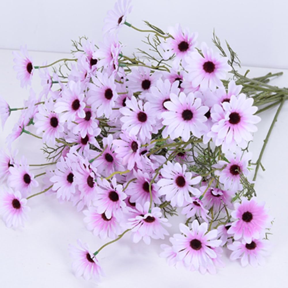 Ruiuzi 4 Pezzi Fiori Margherita Artificiali Fiori Finti Plastica Non sbiadiscono Resistente ai Raggi UV Balcone per Giardino Portico Decorazione