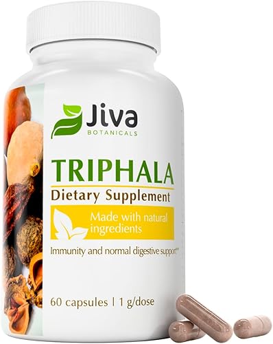 Jiva Botanicals Suplemento Triphala - Cápsulas Triphala hechas con polvo de amalaki, bibhitaki y haritaki para la salud digestiva normal y el