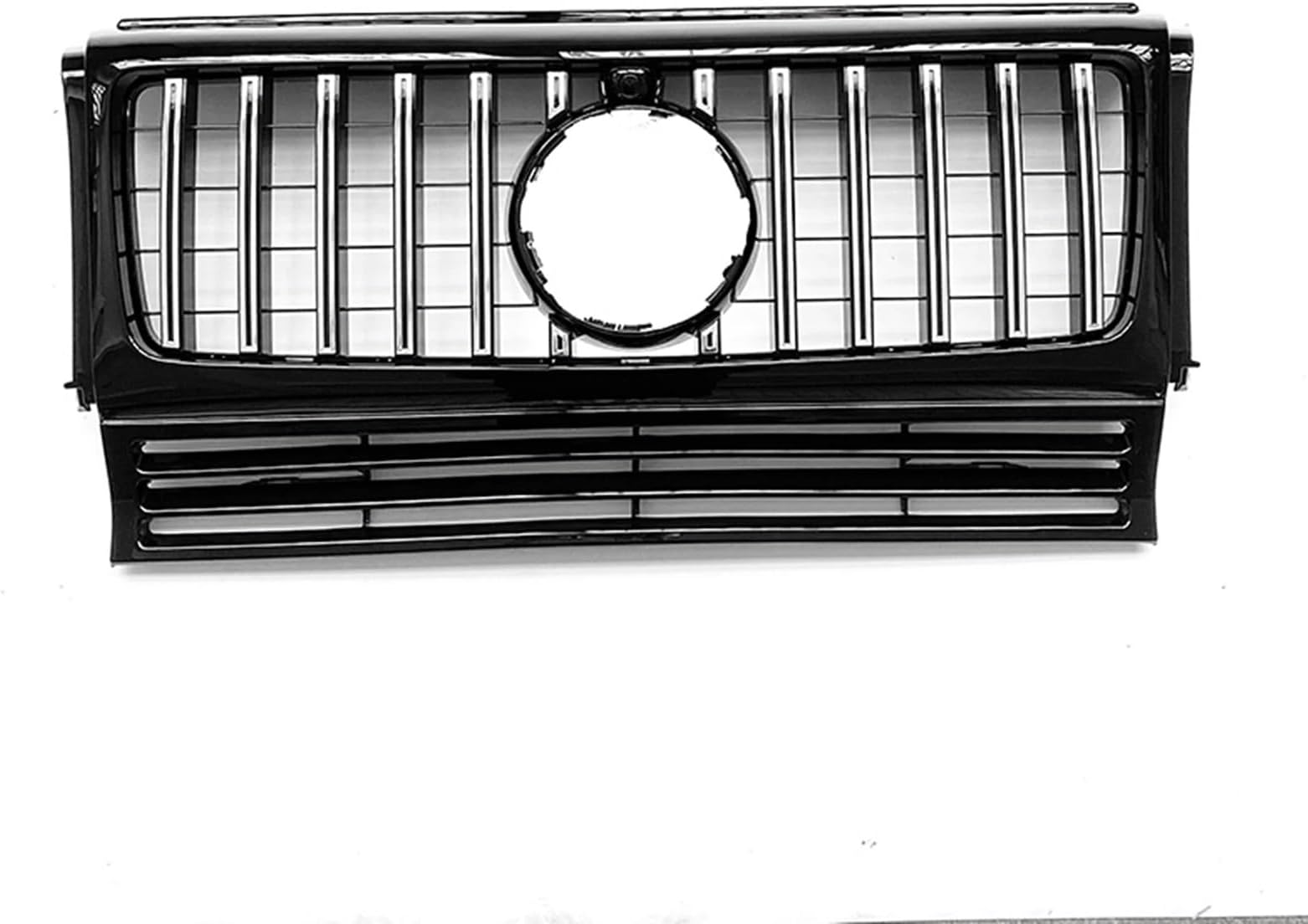 Upper Grille Compatible with Mercedes Benz G Class W463 1990-2018 G500 G550 G65 G55 G63 AMG GT Black/Silver Front Bumper Hood Mesh Grill(Black Silver)