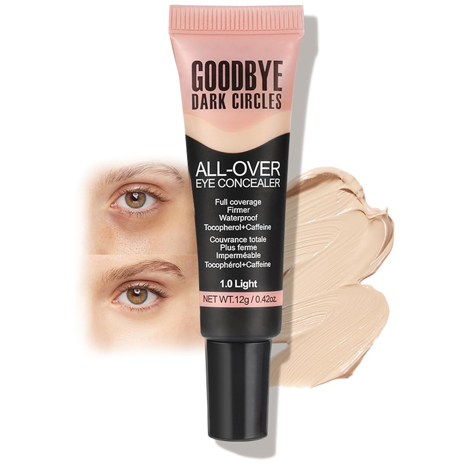 Under Eye Concealer for Older Women, Full Coverage, Waterproof Undereye Color Corrector Foundation for Mature Skin for Dark Circles, Fine Lines, Redness and Discoloration (Light, 0.42 oz)