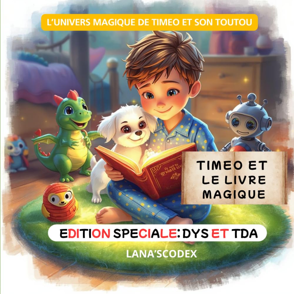 Timéo et le Livre Magique: Une aventure fantastique pour apprendre à lire — Édition adaptée CP et DYS — Lecture facile avec rimes (L'Univers Magique de Timéo et son Toutou)