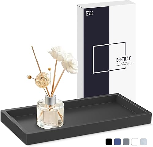 EGWON - Bandeja de tocador de baño, bandeja dispensadora de jabón de silicona original, bandeja de inodoro inastillable para tocador, bandeja de